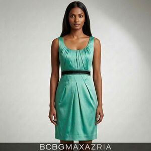 BCBGMaxazria Dress 4 Teal Sleeveless Lined Sheath Hidden Pockets